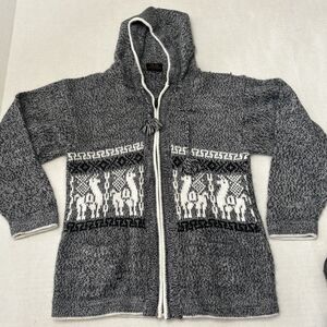 Boys Alpaca Soft Peruvian Zip Up Sweater With Hoodie